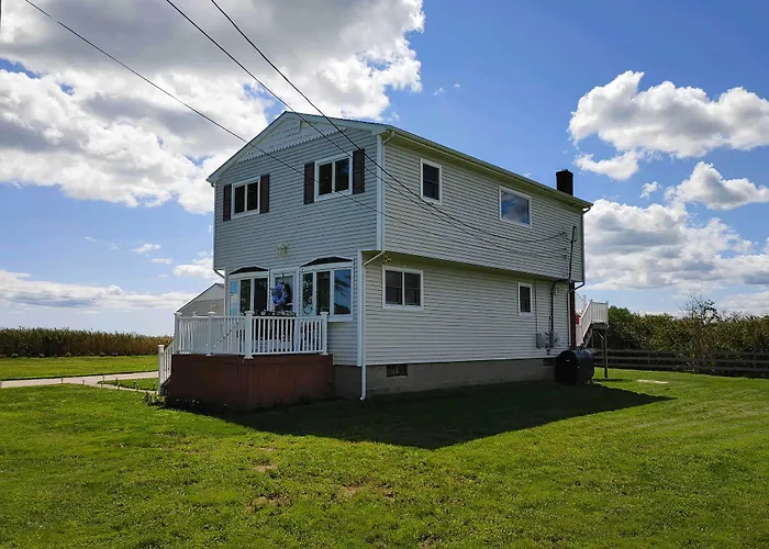 Waterfront Home W/ Large Deck & Dock On Narrow Bay